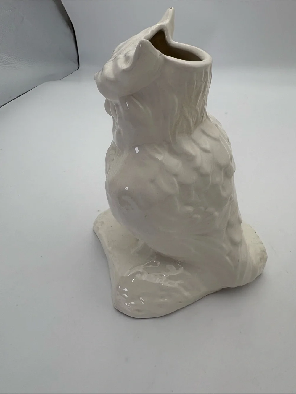 Vintage Ceramic Owl Vase - White Home Art Decor